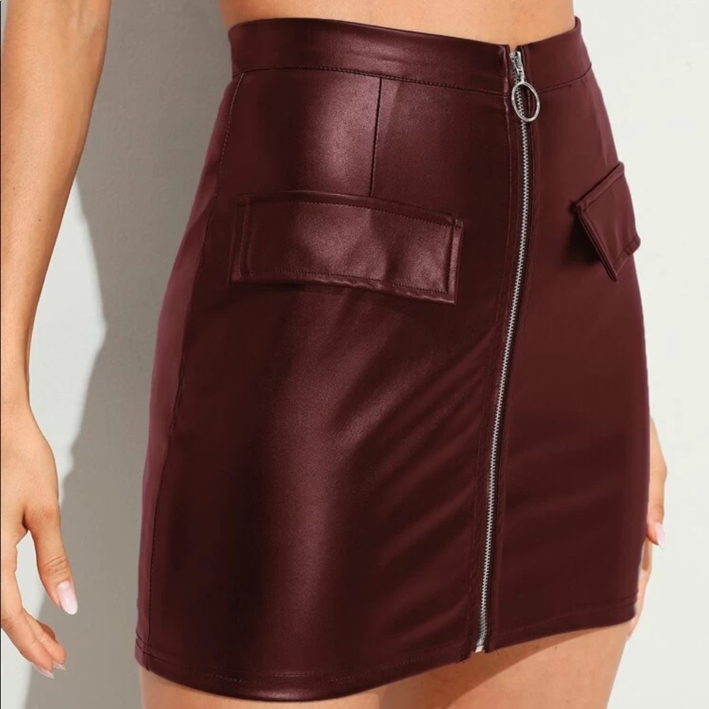 Burgundy mini skirt